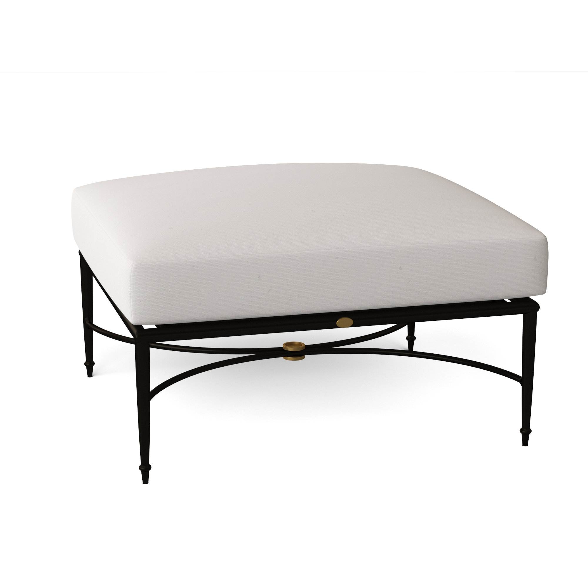 Roma Wrought Aluminum Outdoor Ottoman, Natural White, Welt
