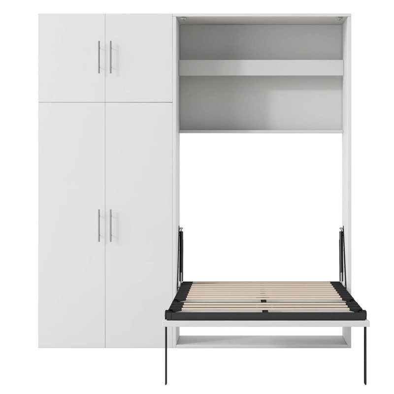Lit escamotable avec casiers et armoires escamotables, Lit simple