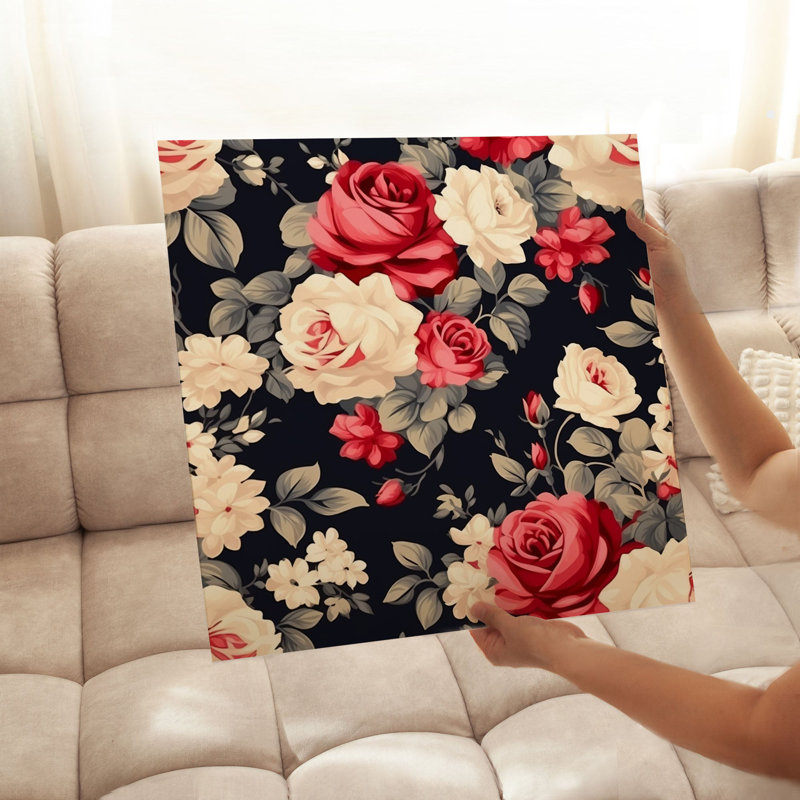«Floral Rose Flowers», reproduction d'art non encadrée, H 16 po x l 16 po