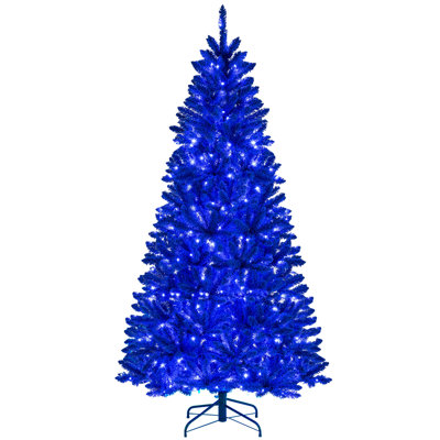 7 ft. Pre-Lit Artificial Christmas Tree with 340 Blue LED Lights and 3 Lighting Modes