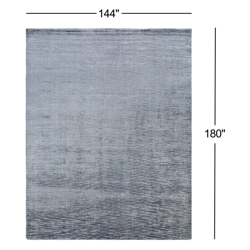 Tapis gris anthracite / gris fait à la main Elba, Rectangle 12 pi x 15 pi