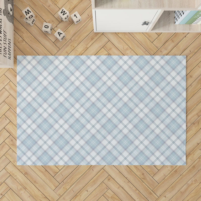 Diamond Plaid Kids Play Mat, Blue, Rectangle 60" x 84"