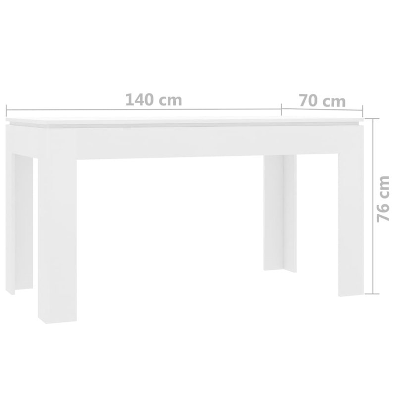 Table de salle à manger, Blanc, H 29,9 po x L 47,2 po x l 23,6 po