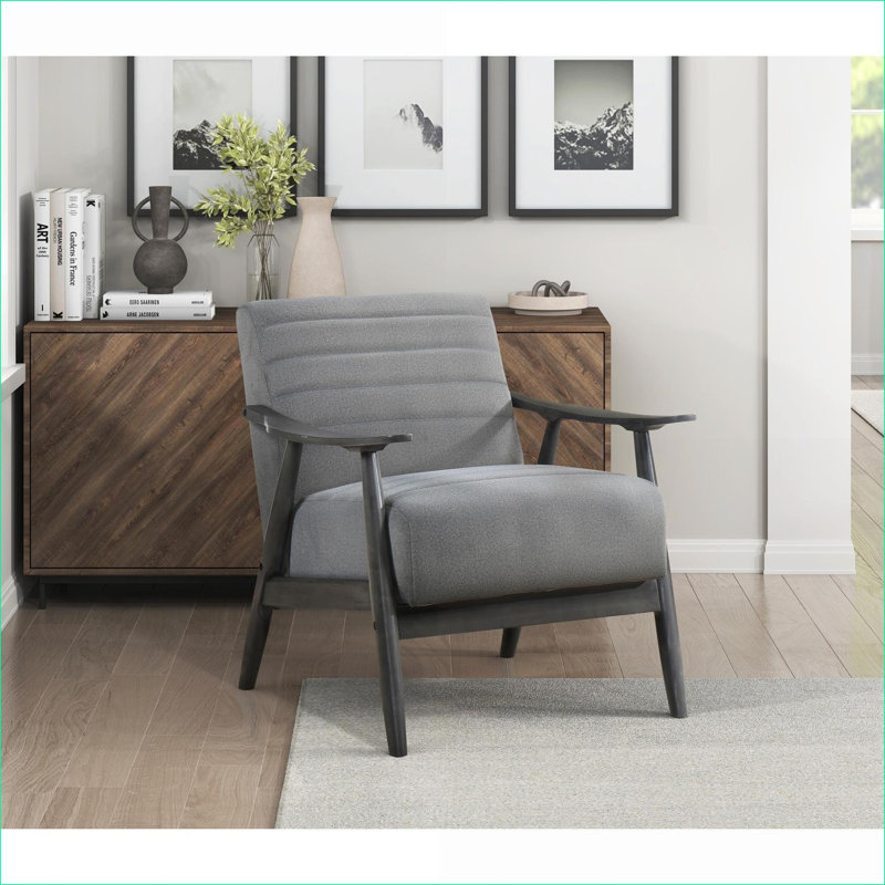 Chaise d'appoint rembourrée en velours gris clair, assise de salon transitionnelle décontractée à structure en bois massif pour adultes