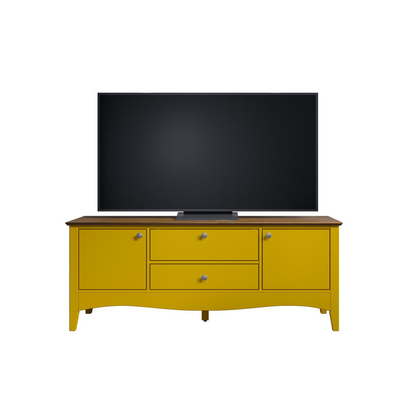 Delrick TV Stand, Yellow/Brown