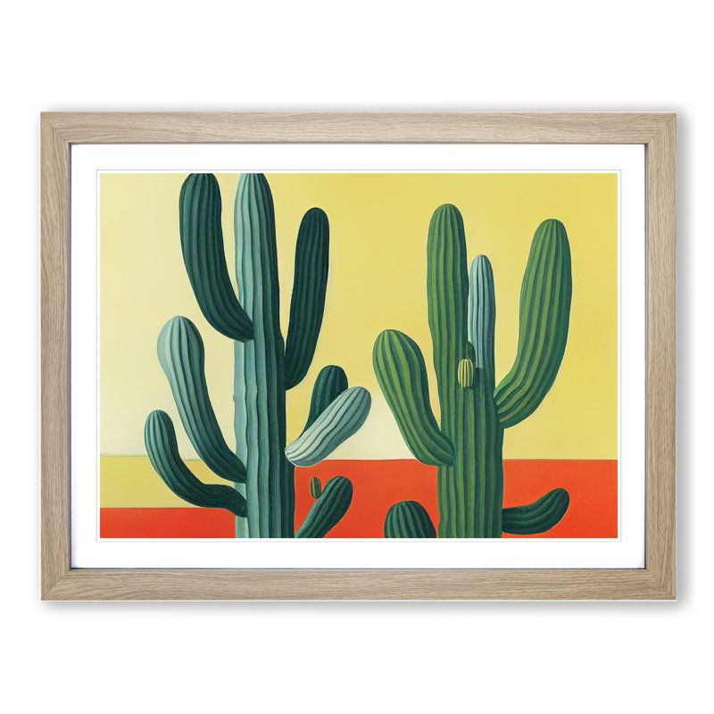Dramatic Cactus - Single Picture Frame Print, Oak Framed, 25cm H x 34cm W x 2cm D