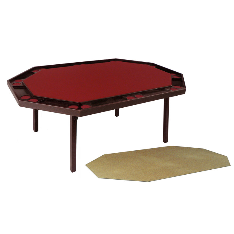 Table de poker 72 po, Bois fruitier / noyer, Feutre rouge