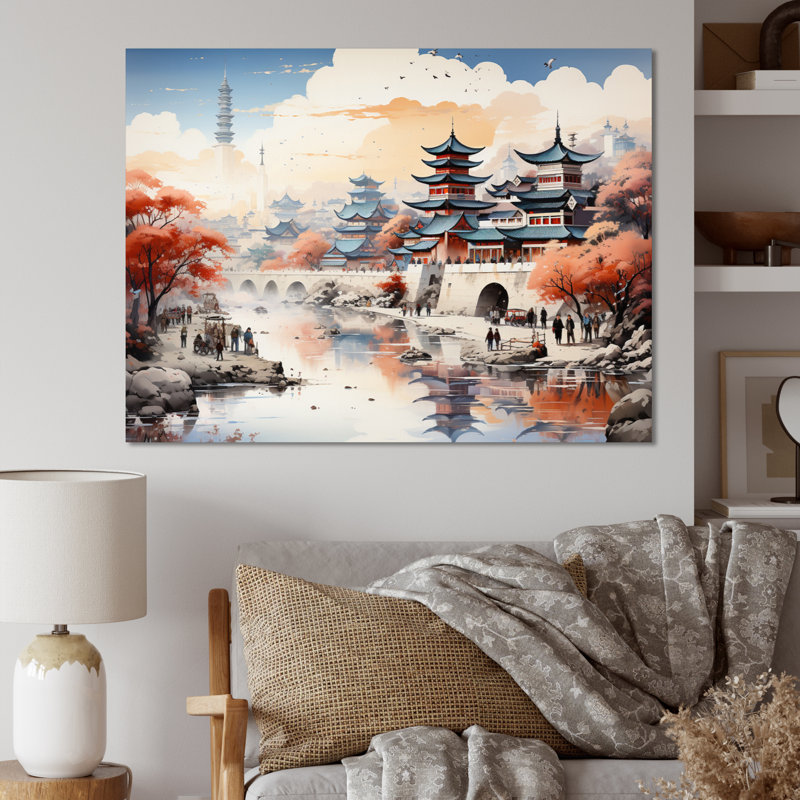 " China Silk Road VI ", 24" H x 32" W x 1" D, Black Floater Framed