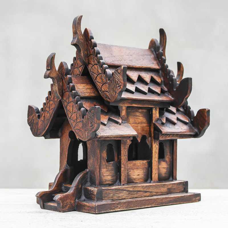 Vihara Spirit House Teak Spirit House Sculpture