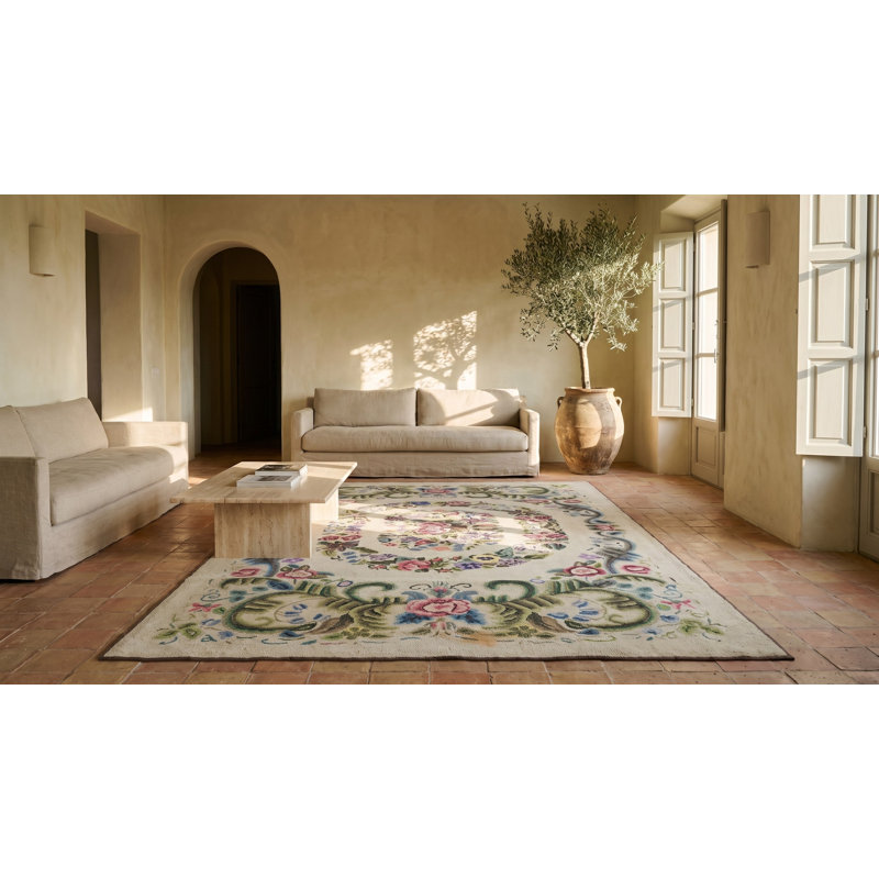 Tapis antique antique en laine crocheté 1935