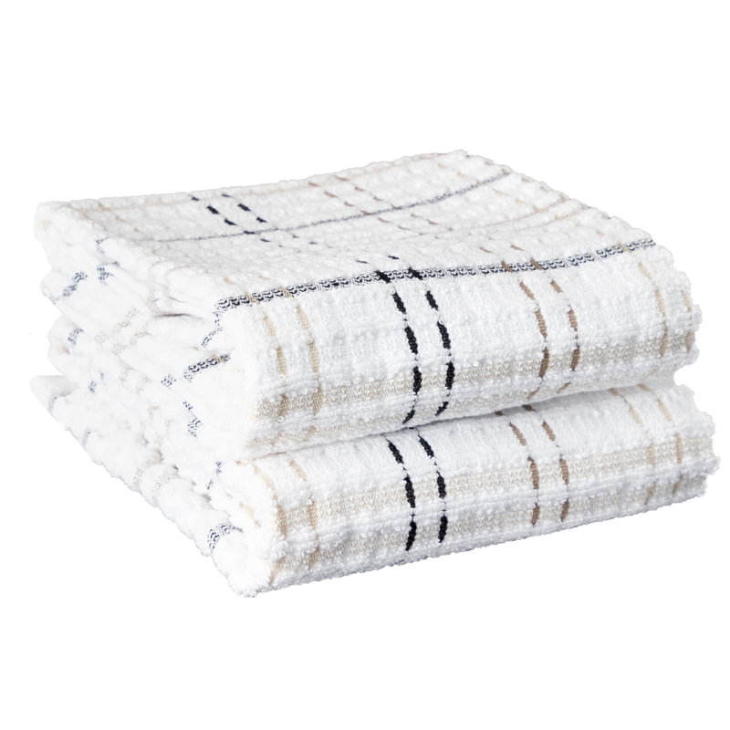 Cotton Plaid Waffle Tea Towel Kitchen Towel, Latte