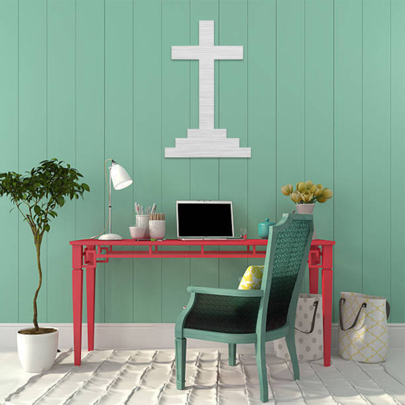 CROSS Wall Decor on Metal, Silver, 24" H x 15" W x 1" D