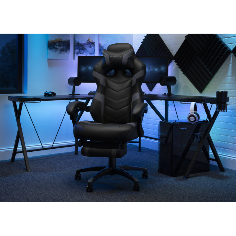 Gray Ergonomic Reclining Gaming Chair with Footrest and Armrests