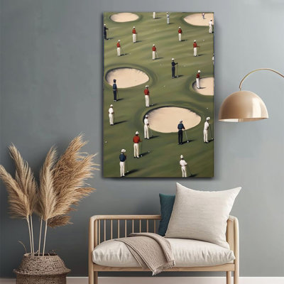 1Pc Canvas 24x36 inches Large Wall Art Golf course, gentleman players, surrealistic painting style Framed Wall Decor for Home Decor & Room Decor Print for Home, living Room, Bedroom