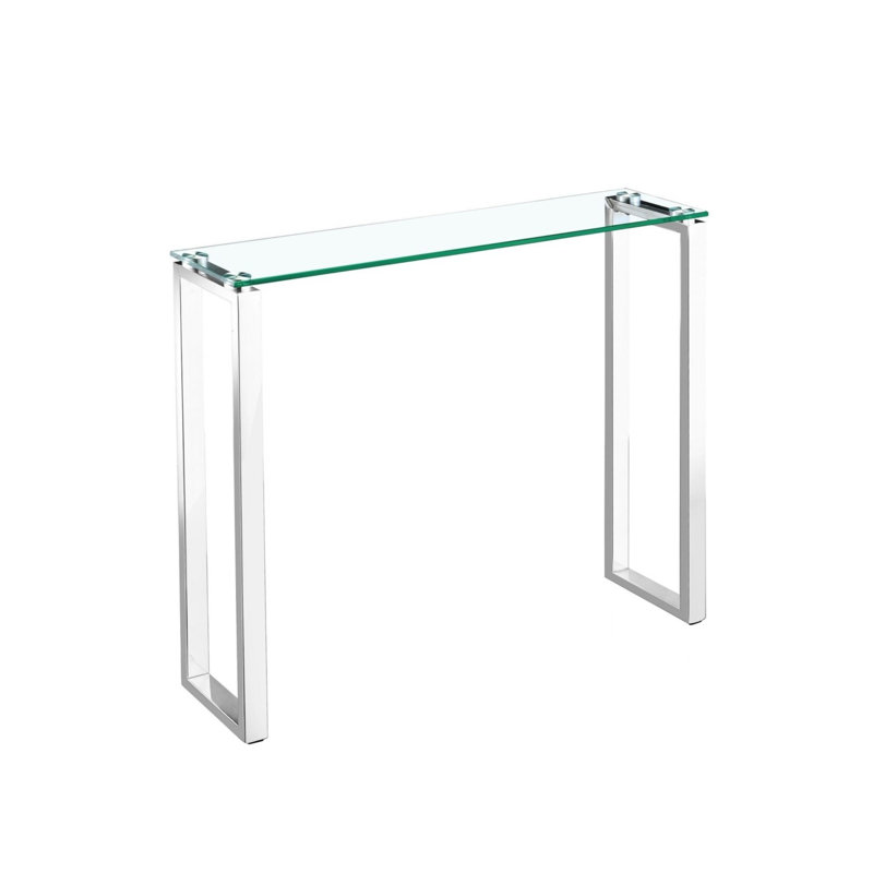 Console en verre Berlind, Chrome chrome, H 30 po x l 47 po x P 18 po