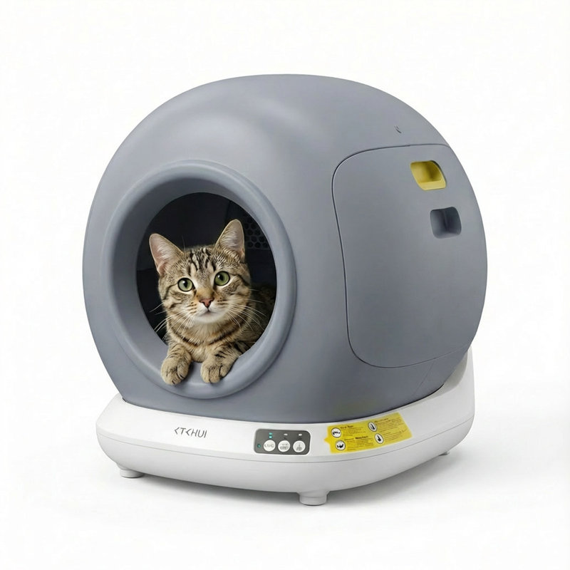 Litière autonettoyante pour chat, compacte 76L, application et capteurs de sécurité | Deux capteurs de sécurité, arrêt automatique en cas de bourrage, verrouillage enfant, pour 1 chat, petits appartements