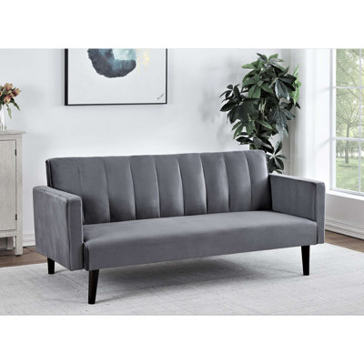 72" Velvet Convertible Futon Sofa Bed - Full Out Twin Sleeper Couch With Channel Stitch, Wood Frame & High-Density Foam - Space-Saving For Apartments/Dorms