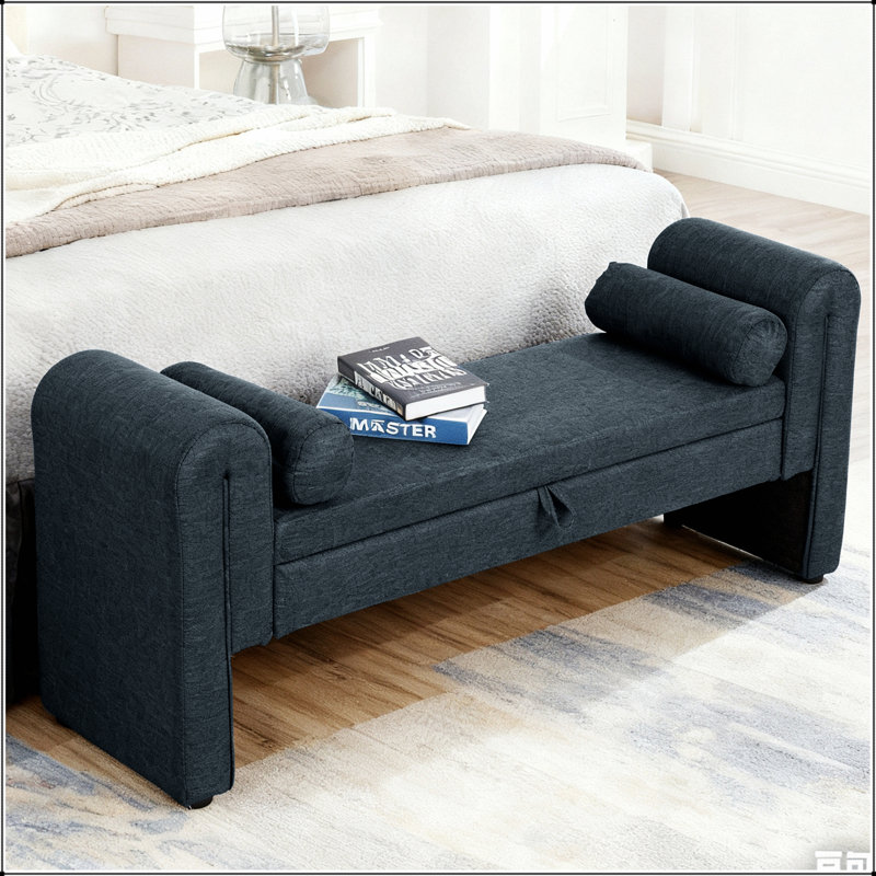 Banc de rangement de 60 pouces, idéal pour les chambres à coucher, les salons, les salles d'activités et les espaces similaires.