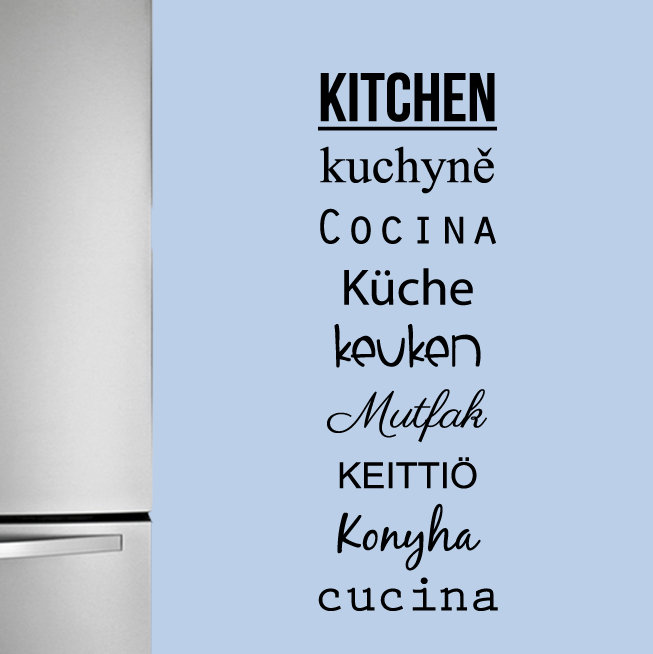 Décalcomanie murale mots pour la cuisine, Noir