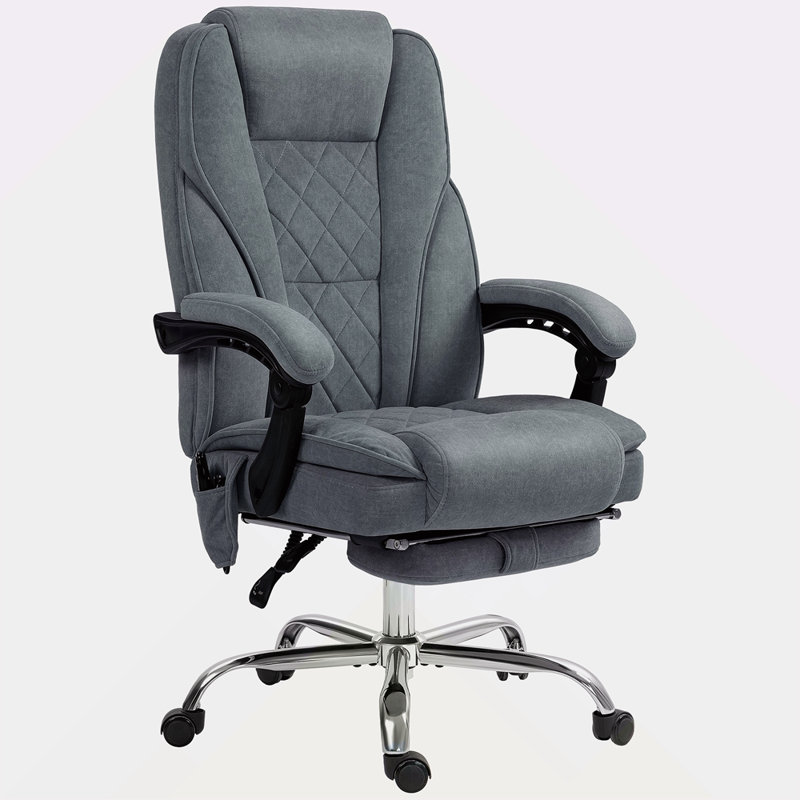 Fauteuil de massage avec repose-pieds, fauteuil de bureau de direction avec 6 points de vibration et chaleur, fauteuil d'ordinateur inclinable, fauteuil de bureau pivotant, hauteur réglable