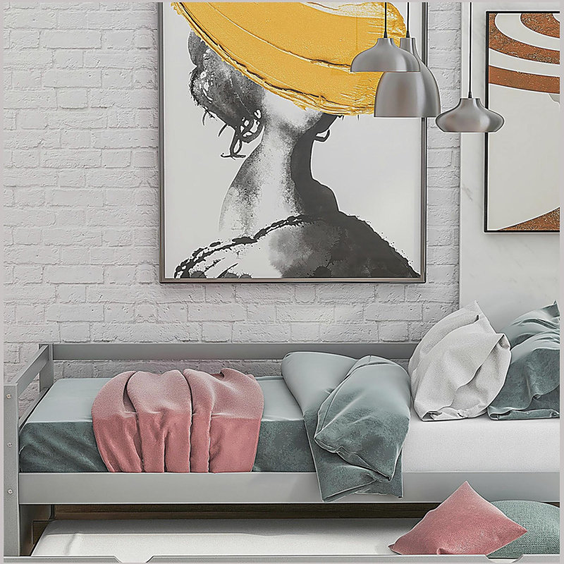 Lit de jour simple avec cadre gigogne, Gris