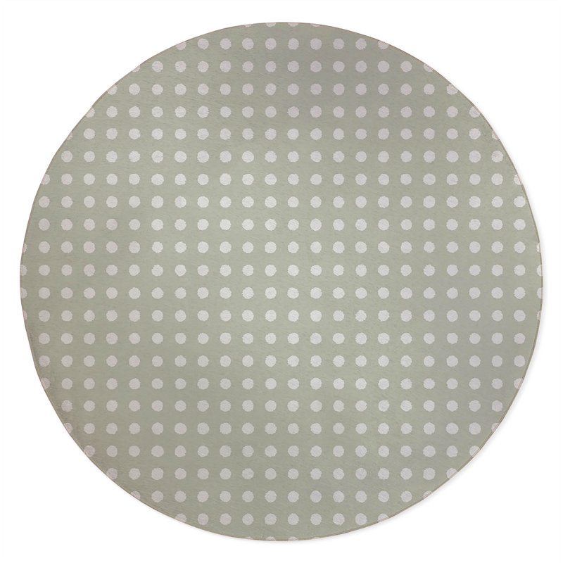 Dot Locked Non-Slip Outdoor Rug, Round 5'