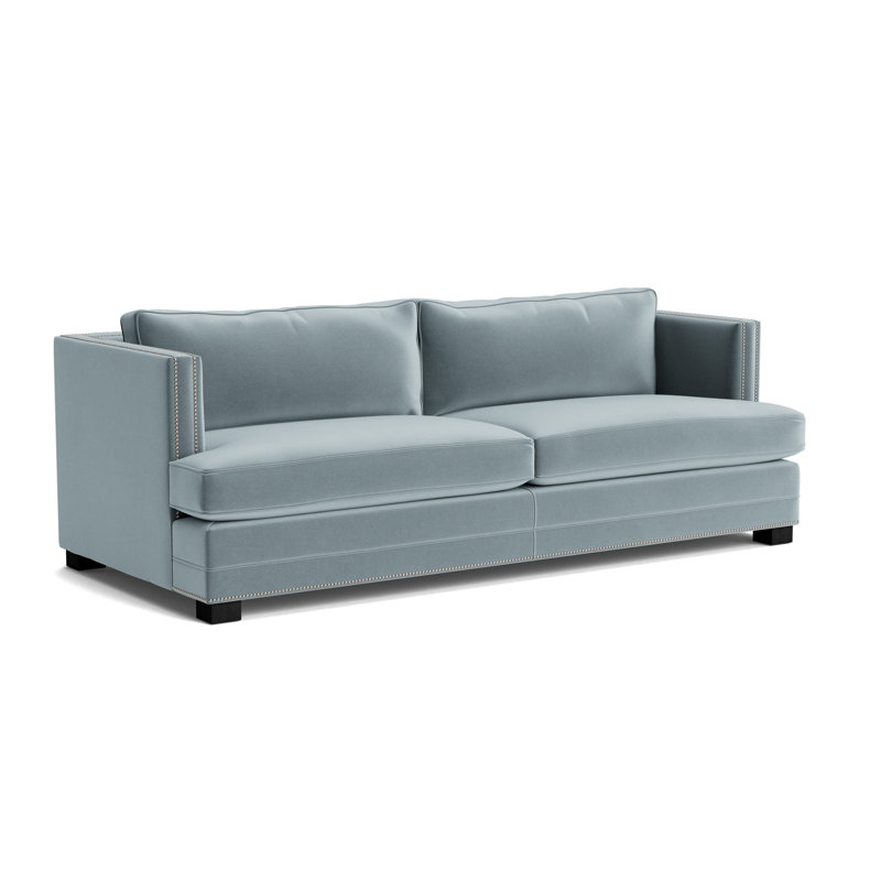 Keaton With Nails 84 Sofa, Brushed Nickel, Performance Velvet - Harbor, Black