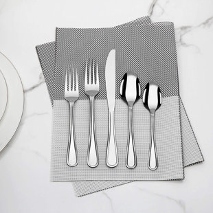 KitchenTrend 20-Piece Stainless Steel Flatware Set – Service for 4 (Includes Dinner Knives, Forks, Spoons & Teaspoons), Dishwasher Safe, Elegant Tableware for Home Dining, Restaurant, Wedding