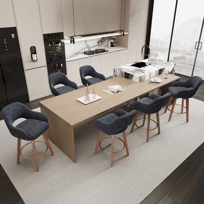Tabouret de bar rotatif moderne avec accoudoirs et siège rembourré en tissu