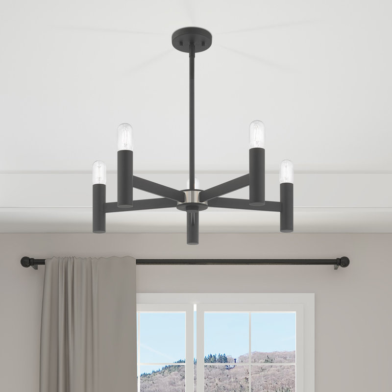 Martella 5-Light Chandelier, Gris scandinave, H 6 po x l 25 po x P 25 po