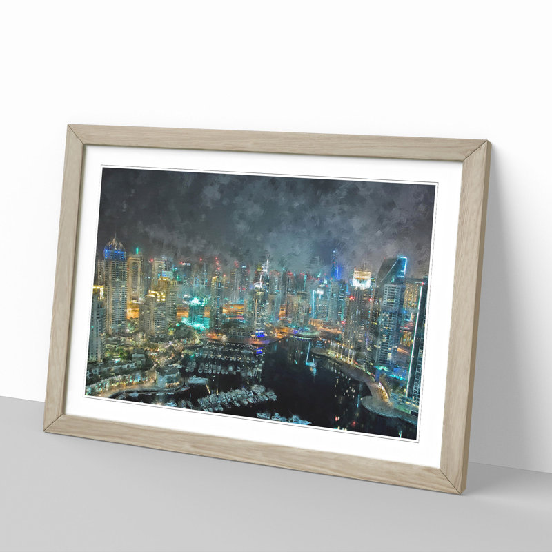 Dubai Skyline Vol.3 - Picture Frame Painting, 36cm H x 48cm W x 2cm D, Oak Framed