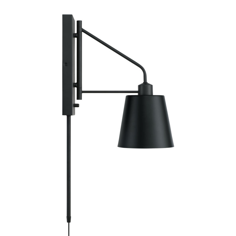 Alden Steel Plug-in Swing Arm Sconce, Matte Black