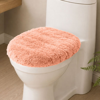 Couvercle de toilette pour salle de bain, housses de siège lavables à la machine, support en caoutchouc qui reste en place, s'adapte à la plupart des couvercles ronds, allongés et oblongs, accessoires de décoration intérieure, 18 x 18, corail