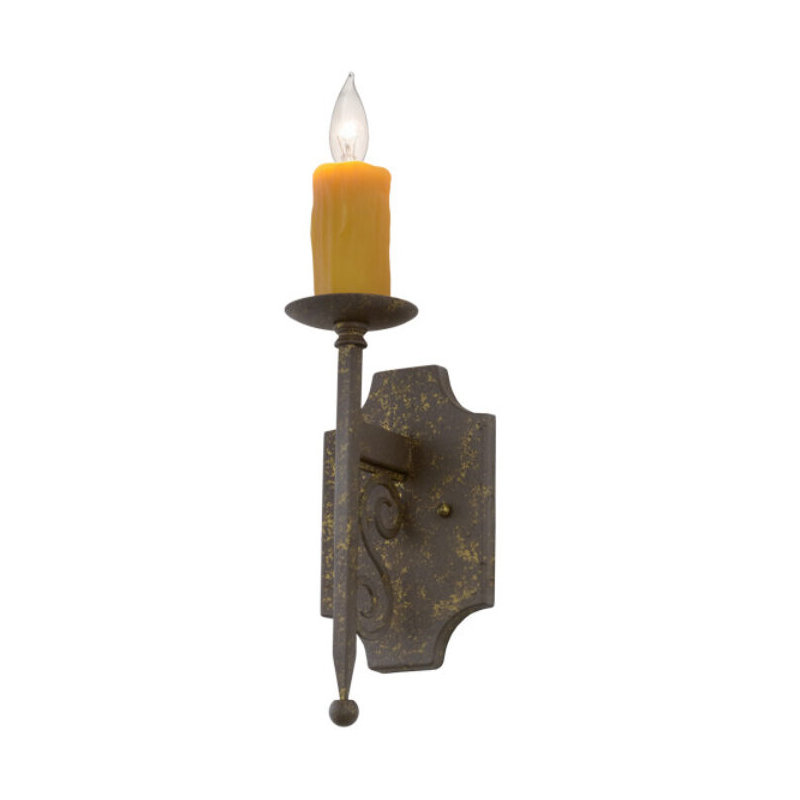 Applique murale bougie à 1 lumière Toscano, Fumée, Parchemin céladon vieilli
