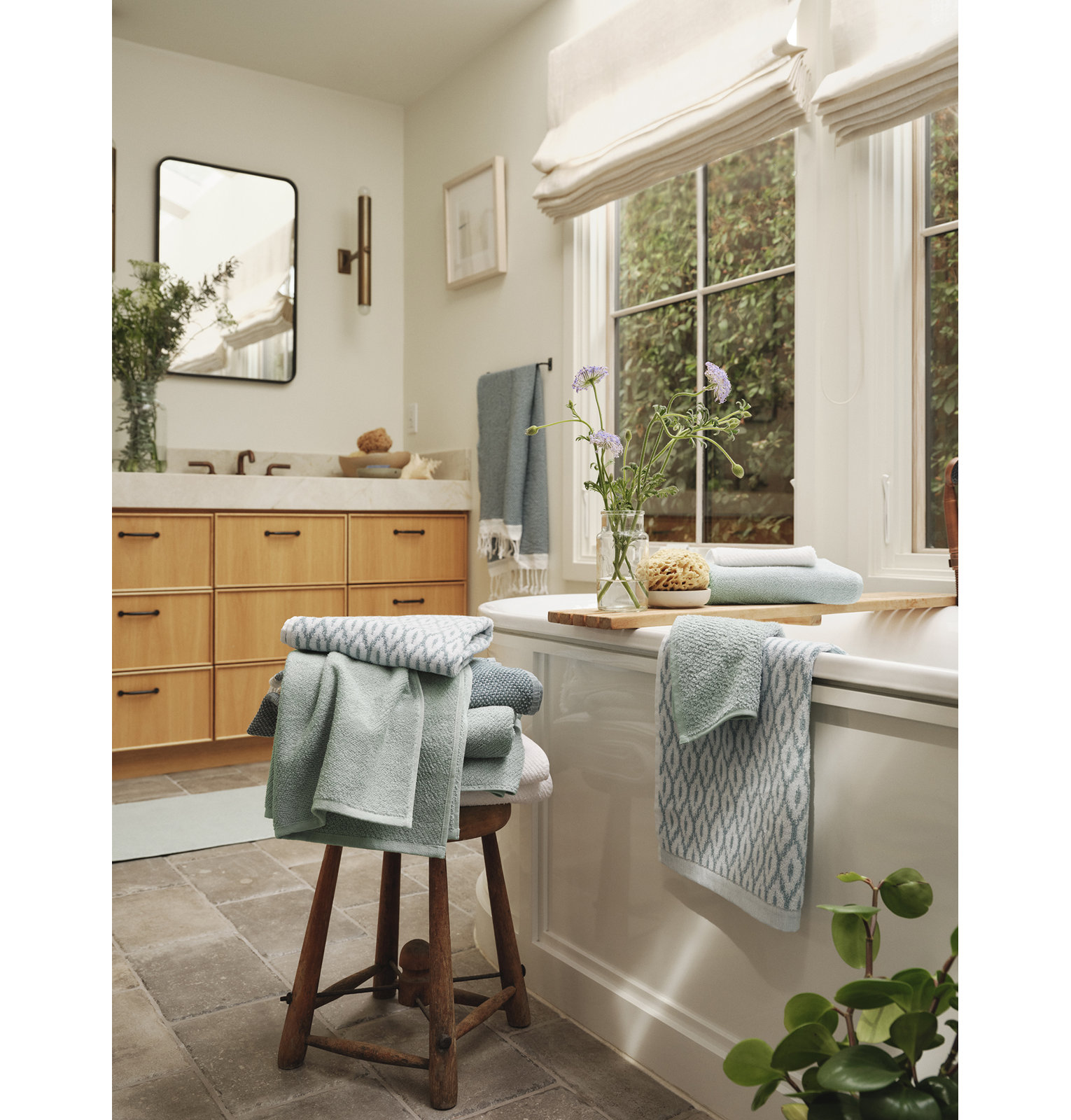 Air Weight Organic Cotton Bath Sheet, Sea Mist
