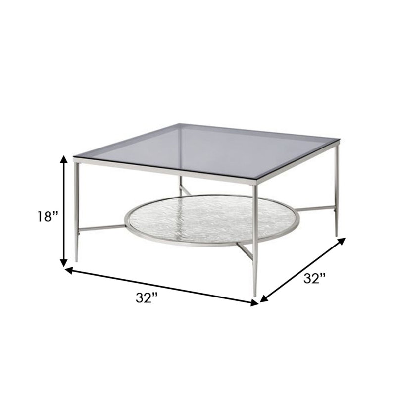 Table basse Solmon avec rangement en chrome