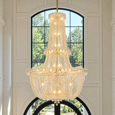  35-Light Dimmable Tiered Crystal Empire Chandelier
