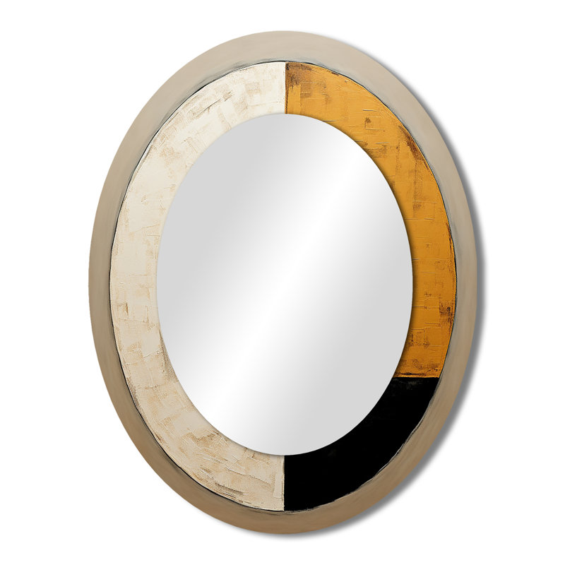 New Balance Midcentury Abstract Minimalisme - Miroir décoratif ovale abstrait sur métal, 43" x 33"