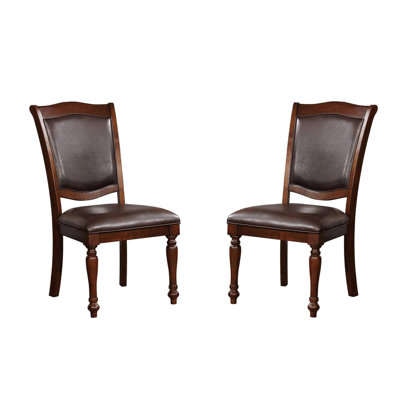 Luxury Brown Cherry Dining Seat Chairs Of 2 - Solid Wood With Upholstery And Turned Legs Breathtaking  2  Novel