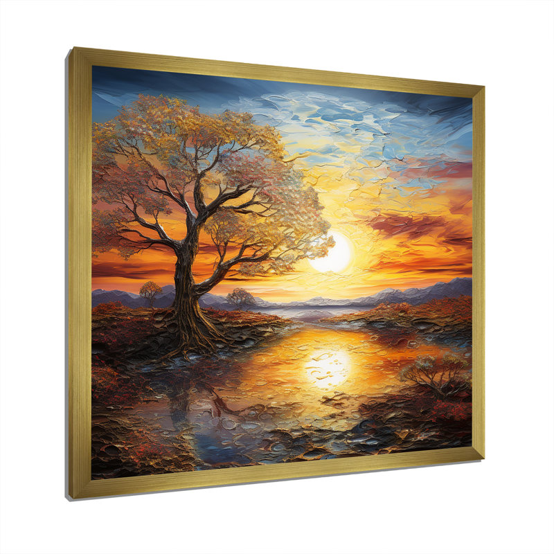 Sunrise Charm liquide Art II, H 36 po x l 36 po x P 1,5 po, Cadre doré simple