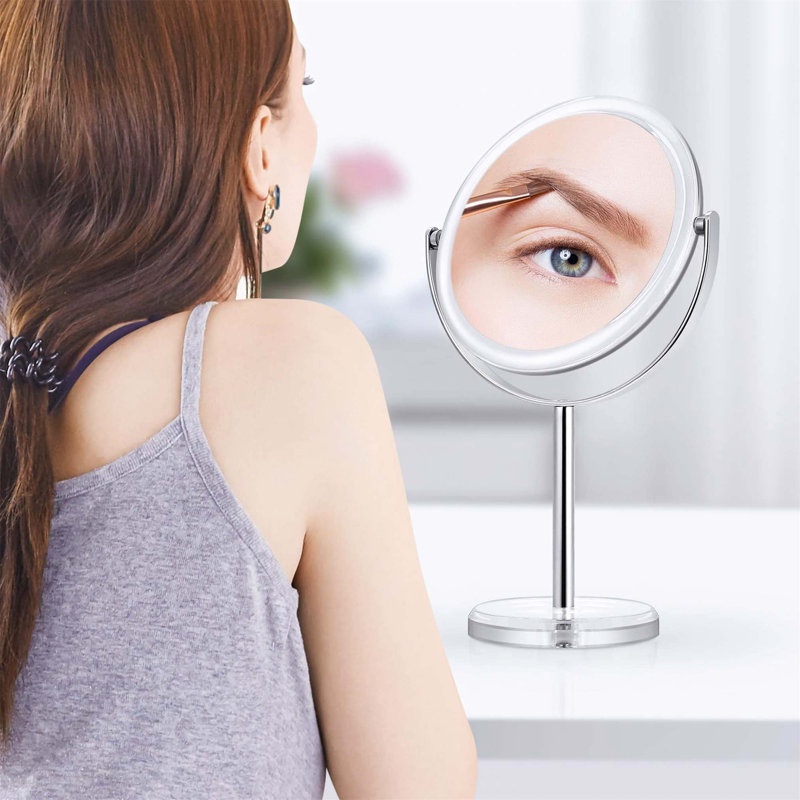 Demetrias Metal Round Floor Mirror, Clear