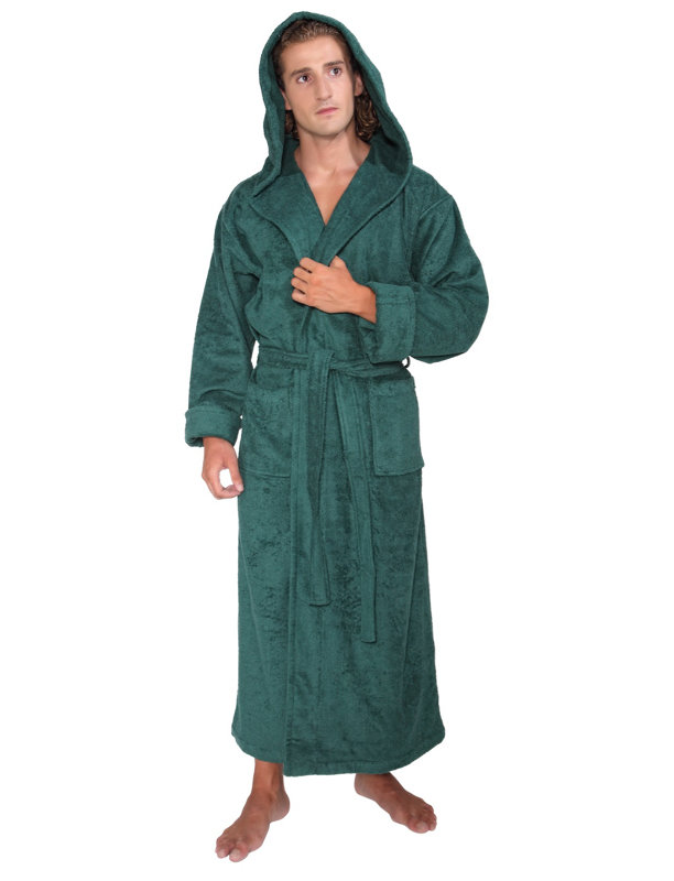Peignoir à capuche mâle 100% coton avec capuche Bulloch, H 63 po x l 31,5 po, Vert forêt