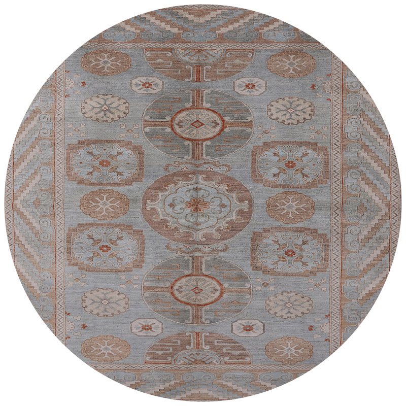 Tapis oriental bleu / rouge, Rond 6 pi