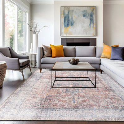 Tapis rétro vintage transitionnel Boho