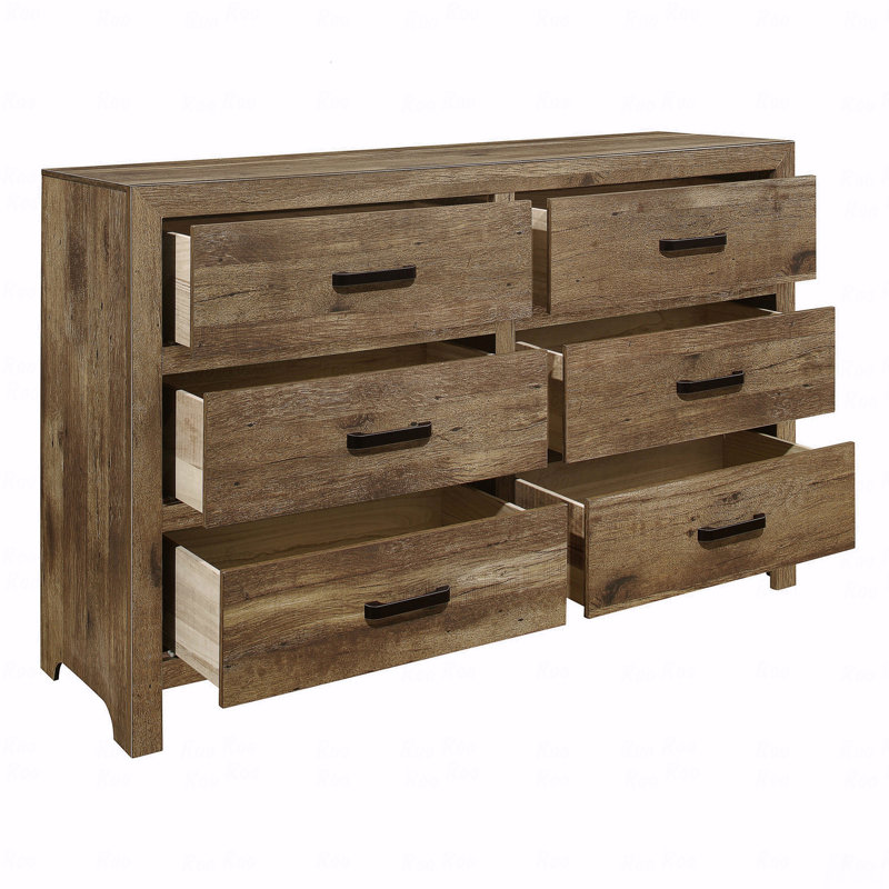 Commode de style rustique avec 6 tiroirs de rangement