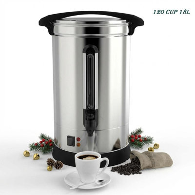 Urne à café commerciale, [Infusion rapide] [Acier inoxydable 304 sans danger pour les aliments] Urne à eau chaude, [Nettoyage sans effort] Grande cafetière pour églises, salles de réunion, salons et grands événements