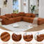 Revêtement en chenille orange en forme de L, 5 pièces, sans pied pour un look élégant et modulaire en orange, chenille, moment de détente décontracté-121361951