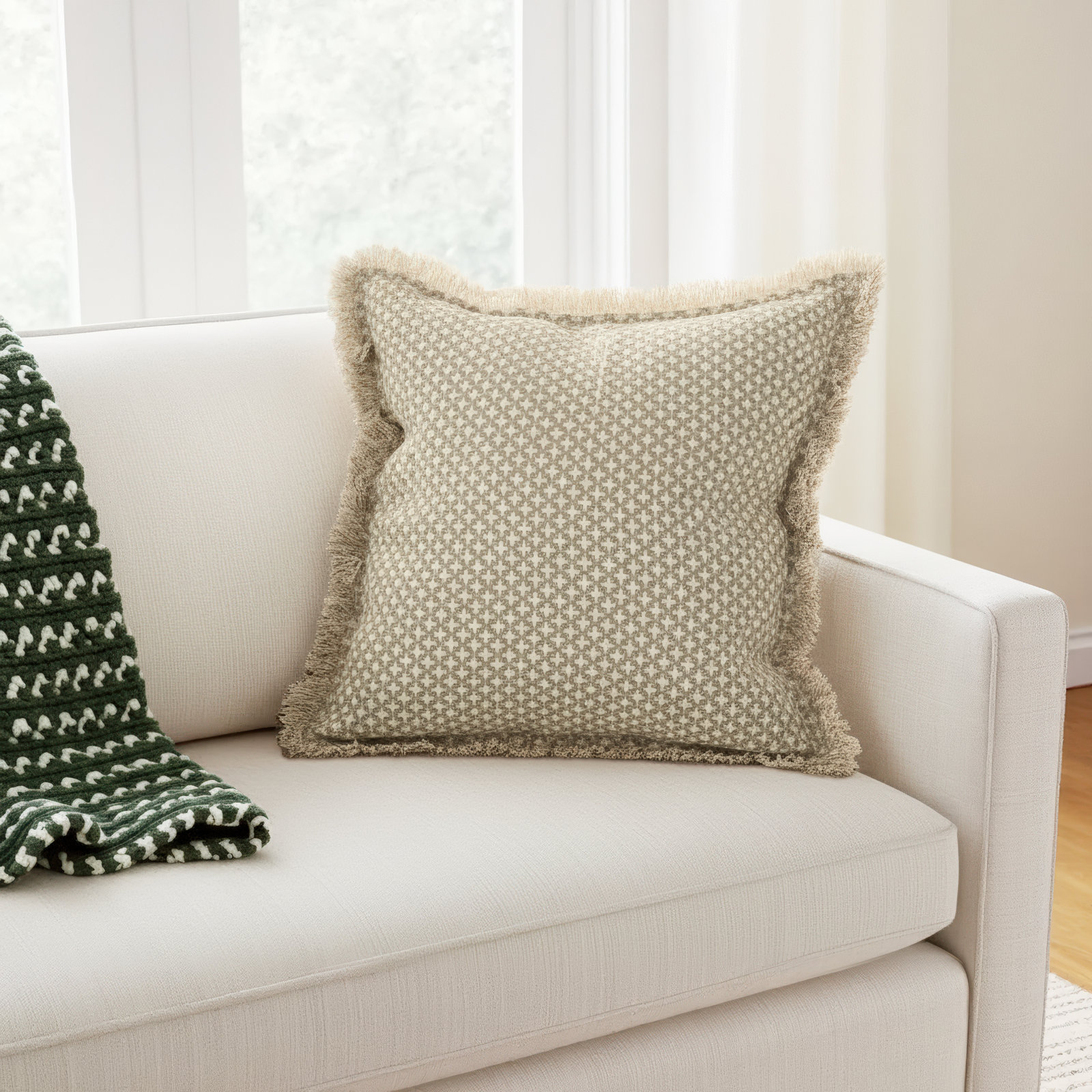 Callisto Cotton Throw Pillow, Natural