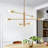 Henleigh 6-Light Modern Linear Chandelier Brass Industrial Lighting Fixture For Dining Room & Kitchen Island