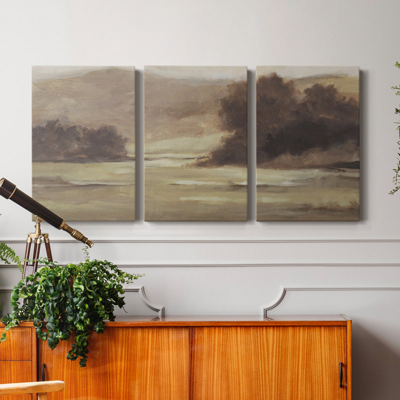 Paysage en sourdine I - Toile tendue avec châssis de qualité supérieure - Prêt à être accroché, H 60 po x l 120 po x P 1 po